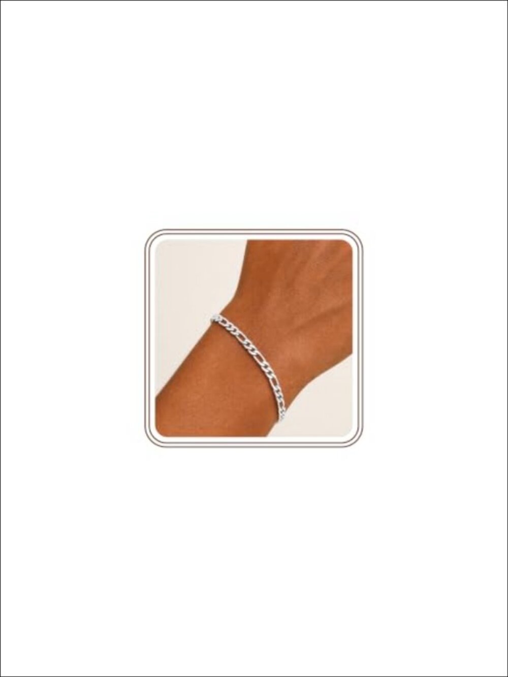 S925 Sterling Silver Figaro Chain Bracelet 5MM Women Lobster Clasp
